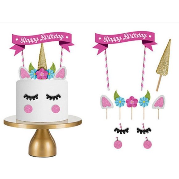 Unicorn Birthday Party Cake topper decorations - Picture 3 of 6